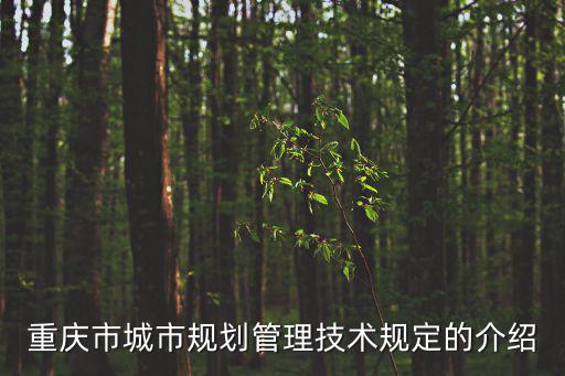 重慶市城市規(guī)劃管理技術(shù)規(guī)定的介紹