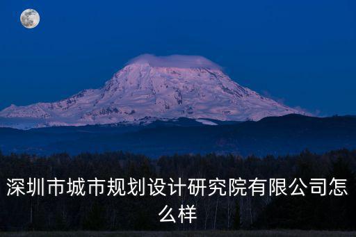 深圳市城市規劃設計研究院有限公司怎么樣
