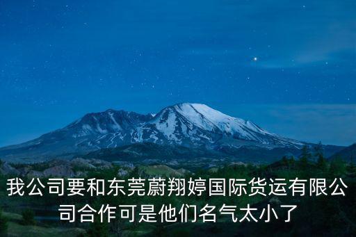 我公司要和東莞蔚翔婷國際貨運有限公司合作可是他們名氣太小了