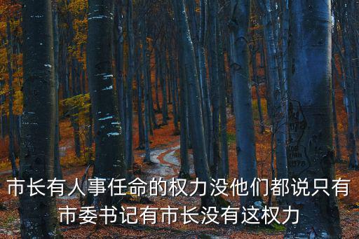 市長有人事任命的權力沒他們都說只有市委書記有市長沒有這權力