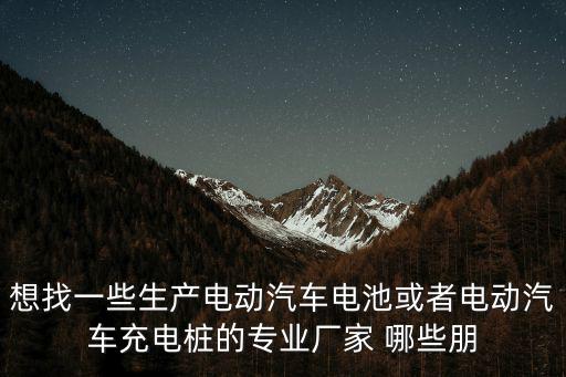 想找一些生產(chǎn)電動(dòng)汽車(chē)電池或者電動(dòng)汽車(chē)充電樁的專(zhuān)業(yè)廠家 哪些朋