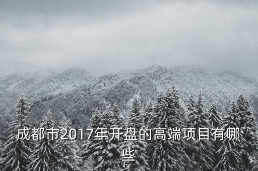 成都市2017年開盤的高端項目有哪些