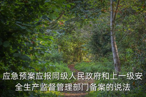 應急預案應報同級人民政府和上一級安全生產監督管理部門備案的說法