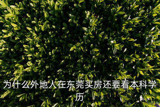 為什么外地人在東莞買房還要看本科學歷