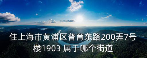 上海市普育東路200弄，住上海市黃浦區(qū)普育東路200弄7號樓1903 屬于哪個街道