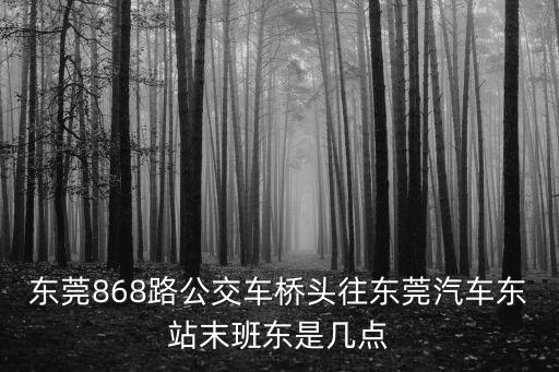 東莞868路公交多久一班，東莞868路公交車橋頭往東莞汽車東站末班東是幾點