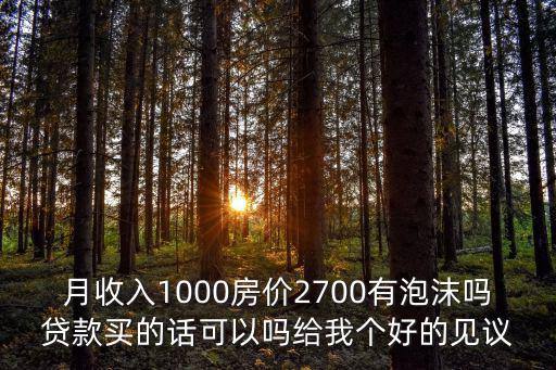 月收入1000房價2700有泡沫嗎貸款買的話可以嗎給我個好的見議
