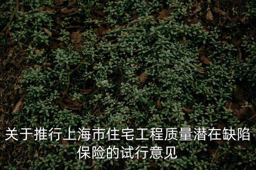 關于推行上海市住宅工程質量潛在缺陷保險的試行意見