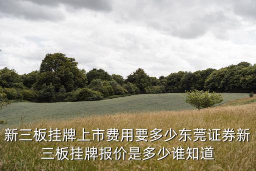 新三板掛牌上市費用要多少東莞證券新三板掛牌報價是多少誰知道