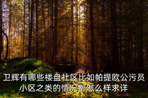 衛(wèi)輝有哪些樓盤社區(qū)比如帕提歐公污員小區(qū)之類的情況都怎么樣求詳