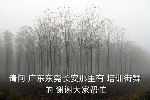 請問 廣東東莞長安那里有 培訓街舞 的 謝謝大家幫忙