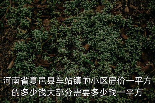 河南省夏邑縣車站鎮的小區房價一平方的多少錢大部分需要多少錢一平方