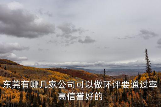 東莞有哪幾家公司可以做環評要通過率高信譽好的