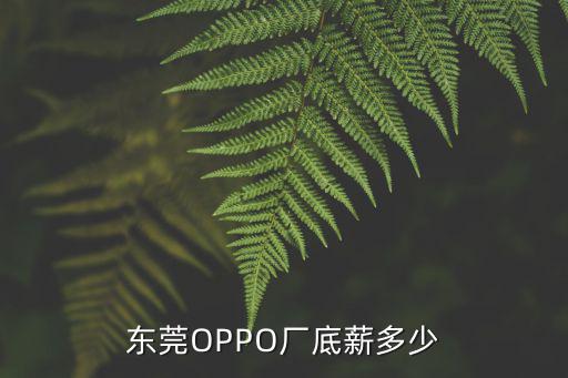 東莞OPPO廠底薪多少