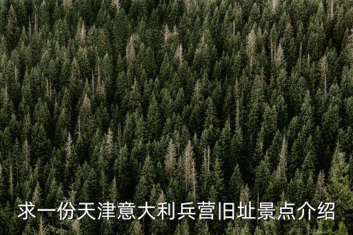 求一份天津意大利兵營舊址景點介紹