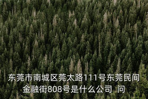 東莞市南城區(qū)莞太路111號(hào)東莞民間金融街808號(hào)是什么公司  問