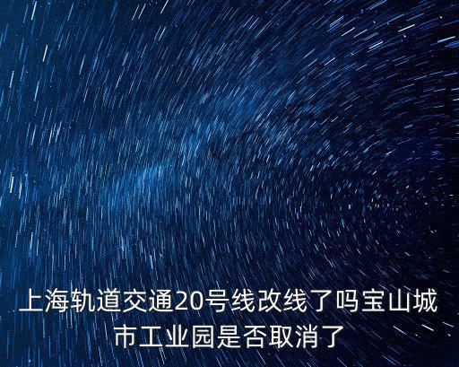 上海市20號地鐵，上海地鐵20號線什么時候開通