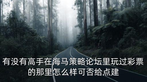 有沒有高手在海馬策略論壇里玩過彩票的那里怎么樣可否給點建