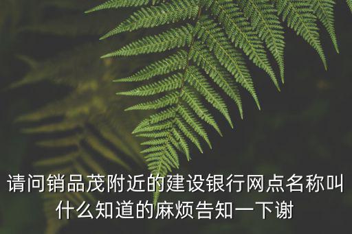 請問銷品茂附近的建設(shè)銀行網(wǎng)點(diǎn)名稱叫什么知道的麻煩告知一下謝
