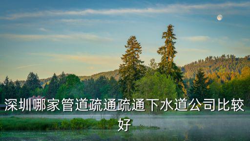 深圳哪家管道疏通疏通下水道公司比較好