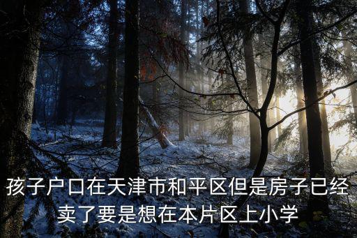 孩子戶口在天津市和平區但是房子已經賣了要是想在本片區上小學