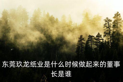 東莞玖龍紙業是什么時候做起來的董事長是誰