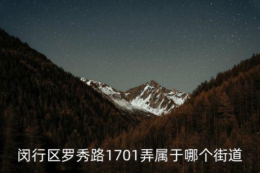 閔行區(qū)羅秀路1701弄屬于哪個街道