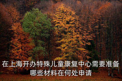 在上海開辦特殊兒童康復中心需要準備哪些材料在何處申請