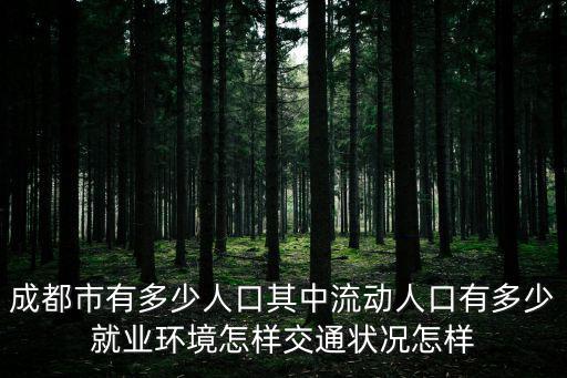 成都市有多少人口其中流動(dòng)人口有多少就業(yè)環(huán)境怎樣交通狀況怎樣