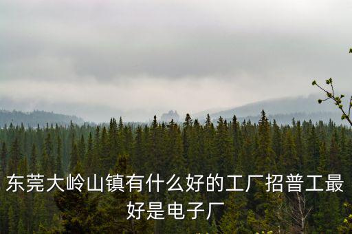 東莞大嶺山鎮(zhèn)有什么好的工廠招普工最好是電子廠