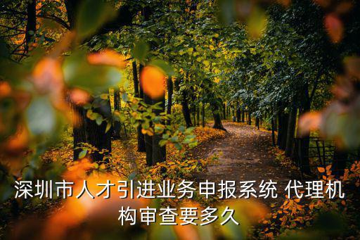深圳市人才引進(jìn)業(yè)務(wù)申報(bào)系統(tǒng) 代理機(jī)構(gòu)審查要多久