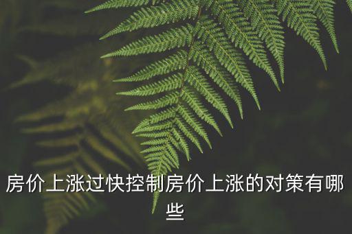 房價上漲過快控制房價上漲的對策有哪些