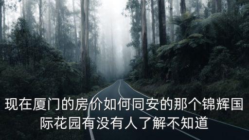 現(xiàn)在廈門的房?jī)r(jià)如何同安的那個(gè)錦輝國(guó)際花園有沒(méi)有人了解不知道