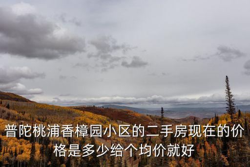 普陀桃浦香樟園小區的二手房現在的價格是多少給個均價就好