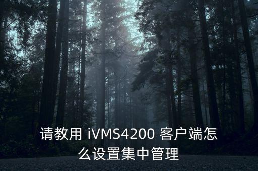 請教用 iVMS4200 客戶端怎么設置集中管理