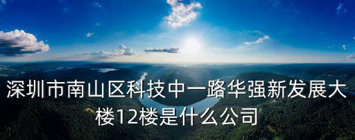 深圳市南山區(qū)科技中一路華強新發(fā)展大樓12樓是什么公司
