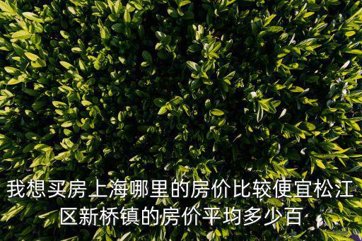 我想買房上海哪里的房價比較便宜松江區新橋鎮的房價平均多少百