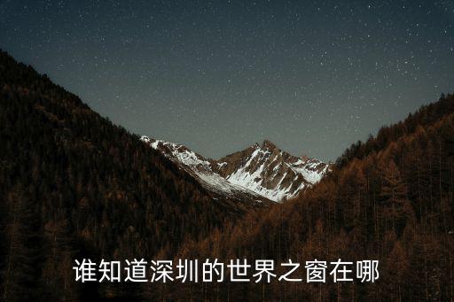 誰知道深圳的世界之窗在哪