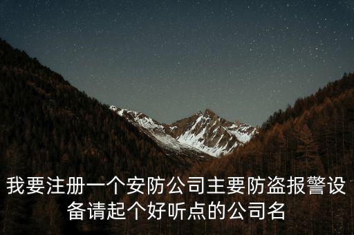我要注冊一個安防公司主要防盜報警設(shè)備請起個好聽點的公司名