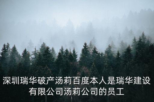 深圳瑞華破產(chǎn)湯莉百度本人是瑞華建設(shè)有限公司湯莉公司的員工