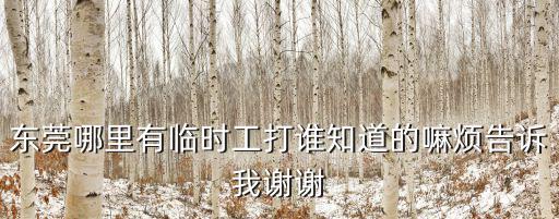 東莞常平日結臨時工，我想在東莞找一份臨時工有誰知道哪里有