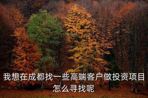 我想在成都找一些高端客戶做投資項目怎么尋找呢