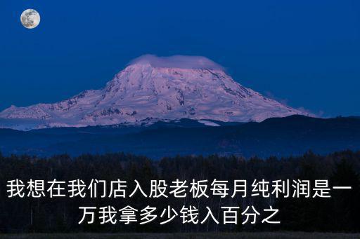 我想在我們店入股老板每月純利潤是一萬我拿多少錢入百分之