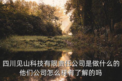 四川見山科技有限責任公司是做什么的他們公司怎么樣有了解的嗎