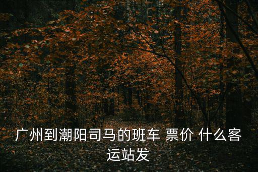 廣州到潮陽司馬的班車 票價 什么客運站發