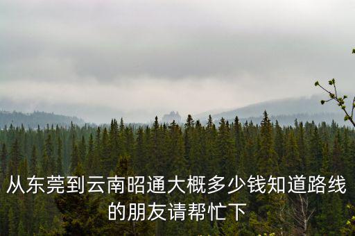 從東莞到云南昭通大概多少錢知道路線的朋友請幫忙下
