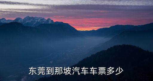 東莞到那坡汽車車票多少