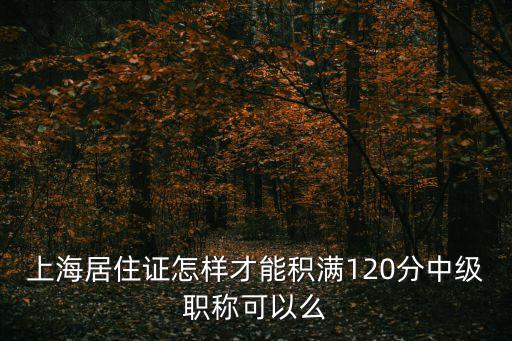 上海居住證怎樣才能積滿120分中級(jí)職稱可以么