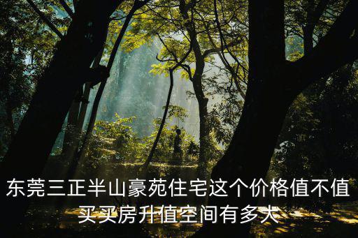 東莞三正半山豪苑住宅這個價格值不值買買房升值空間有多大