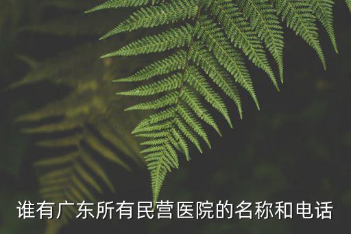 廣州的私立醫院排名，誰有廣東所有民營醫院的名稱和電話